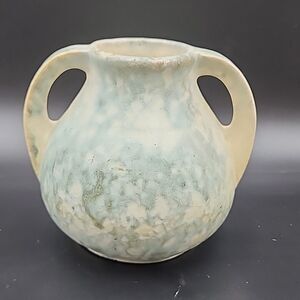 Vintage 1930’s Burley Pottery  Speckle Glaze Splatter 2 Handle Vase 5.5" Tall